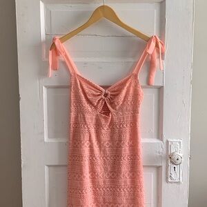 Pink Lace Tie-Strap Dress